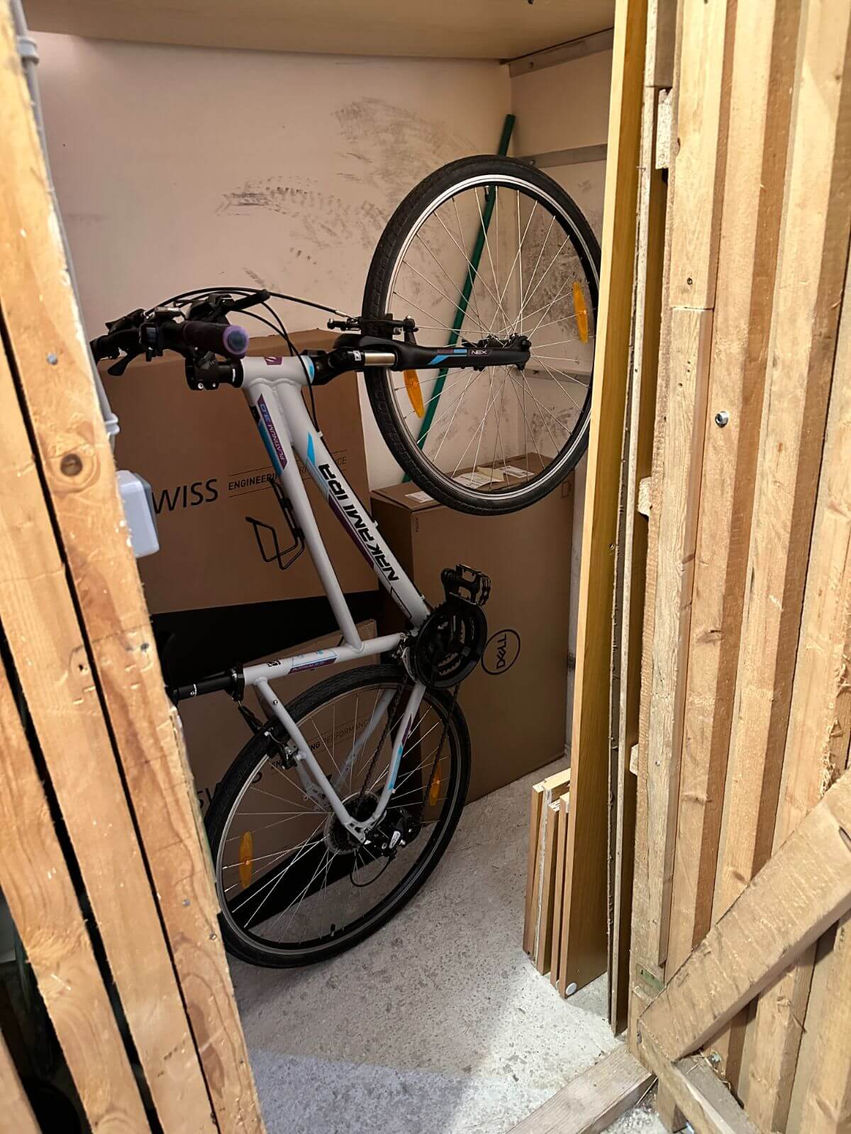 Bike stored in a pantry